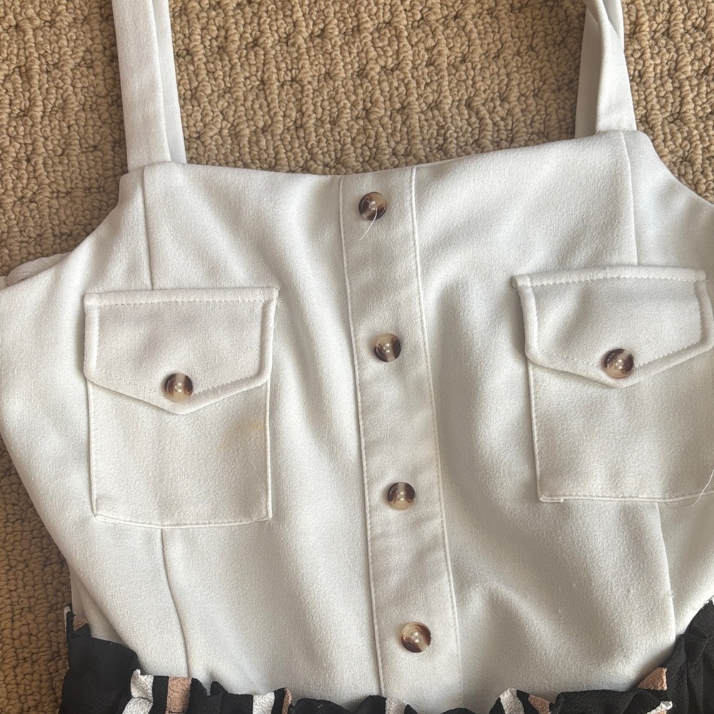 Striped Black and White Jumpsuit - Picture 2 of 2